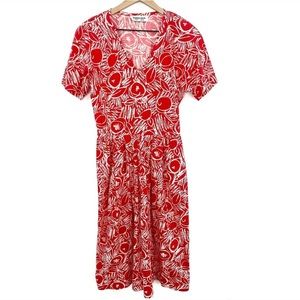 VTG Robert Janan by Eva Red + White Floral Dress